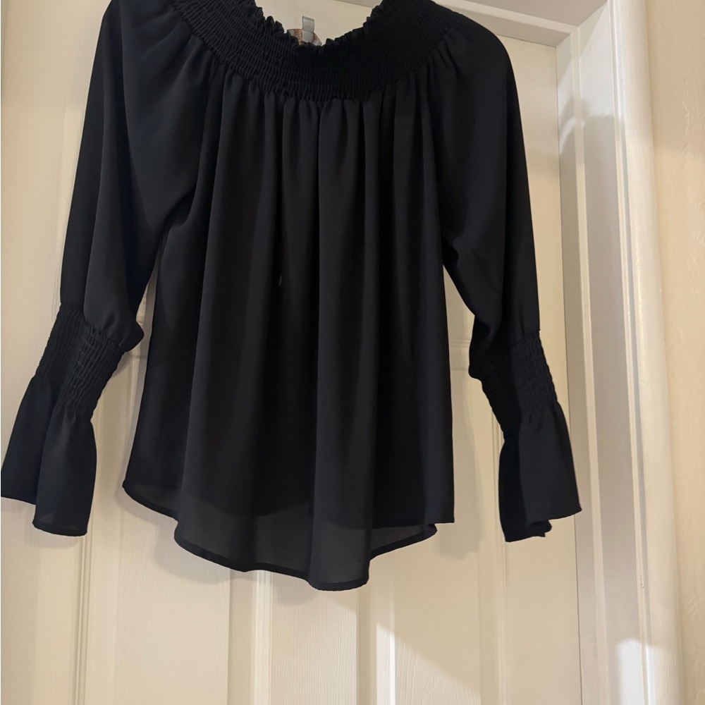 Veronica M Black Smocked Blouse